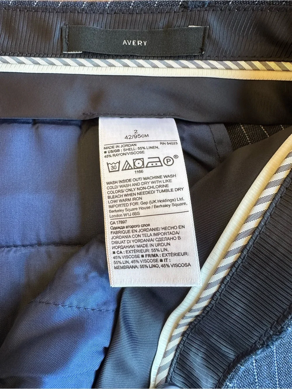 Banana Republic Navy Pinstripe Tapered Linen Pants NWOT